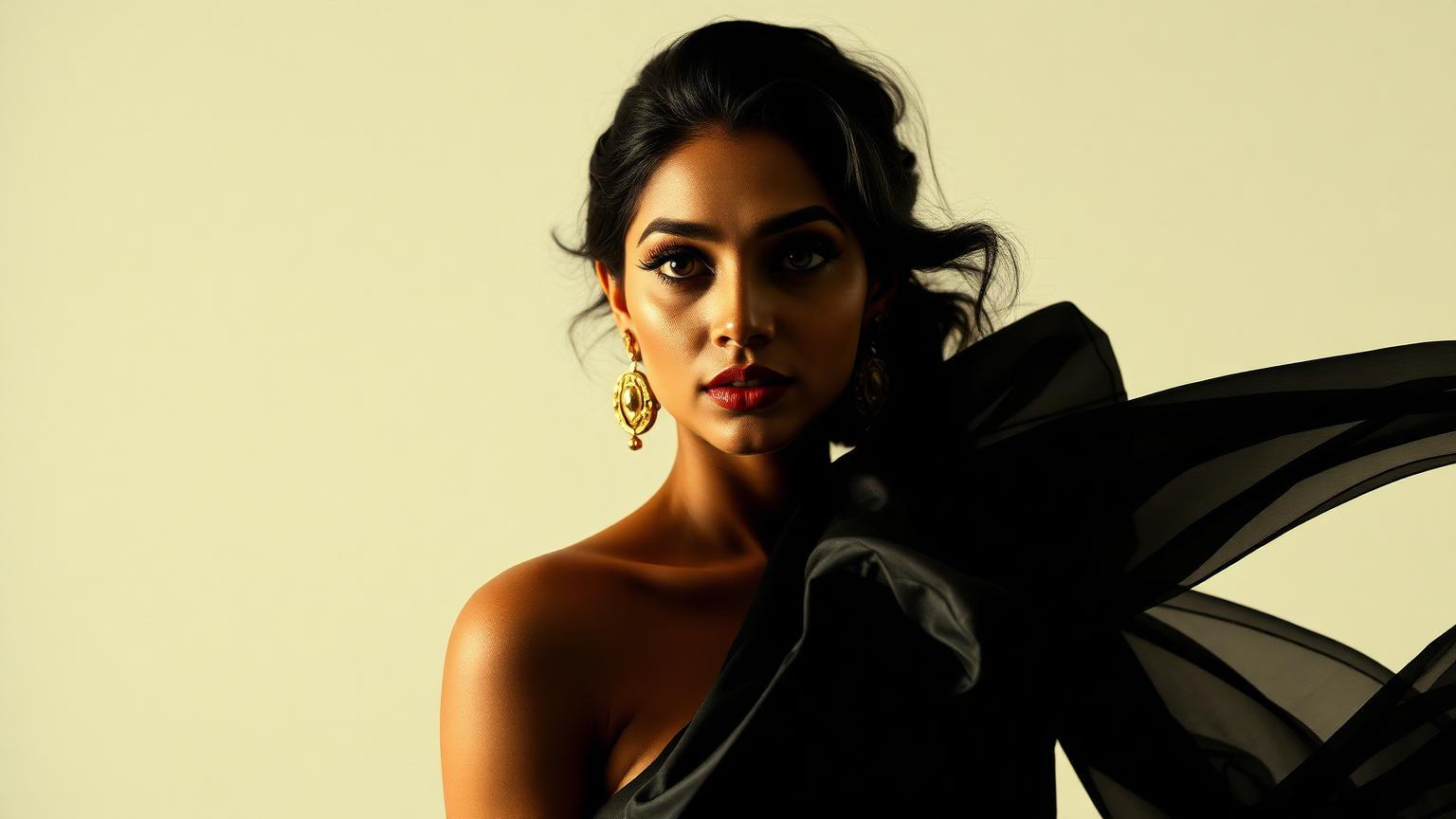 Editorial portrait in sculptural couture